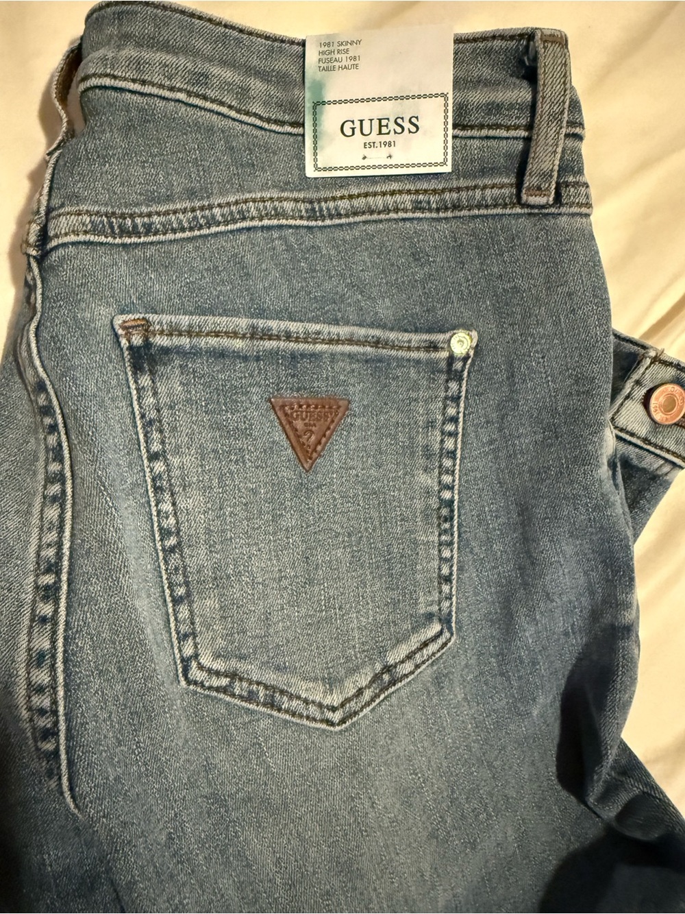 NWT GUESS Women's 1981 High Waisted Skinny Jeans Size 27 Zircon Blue NWT - Picture 14 of 15